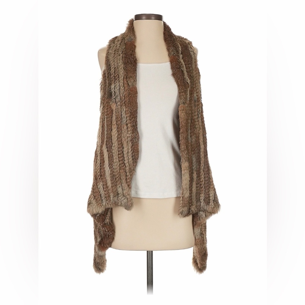 Wish Brown Genuine Fur Ribbed Vest